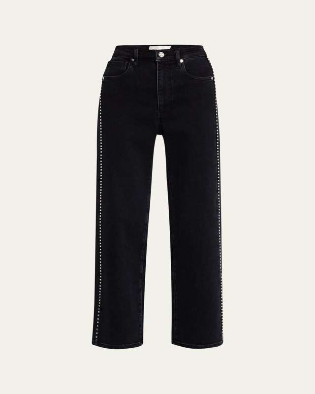 Le Sleek Straight Studded Jeans